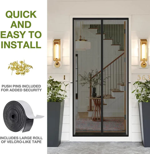 Mosquito Door Net Mesh Screen – Magnetic Hands-Free Closer