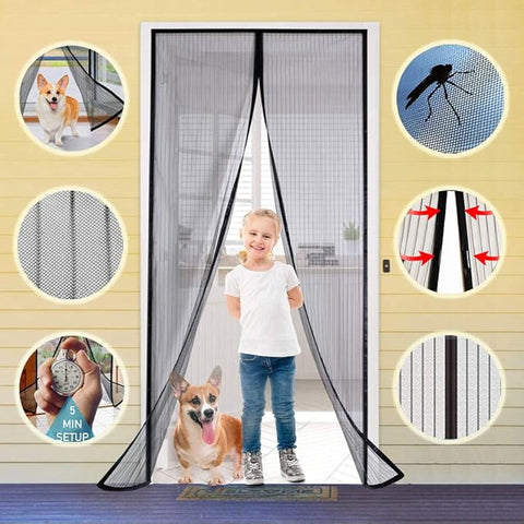 Mosquito Door Net Mesh Screen – Magnetic Hands-Free Closer
