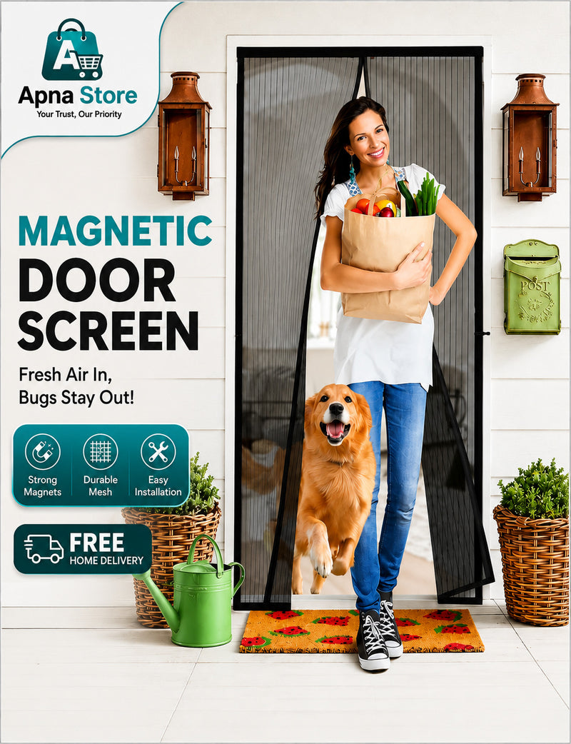 Mosquito Door Net Mesh Screen – Magnetic Hands-Free Closer