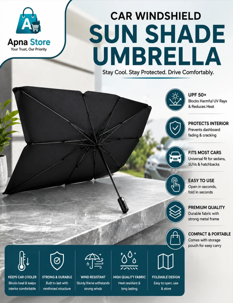 Car Windshield Sun Shade Umbrella (FREE HOME DELIVERY)