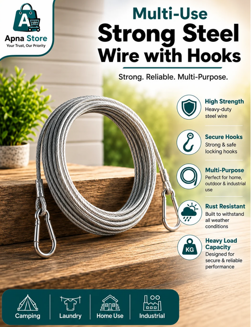 (FREE HOME DELIVERY) Multi-Use Strong Steel Wire with Hooks